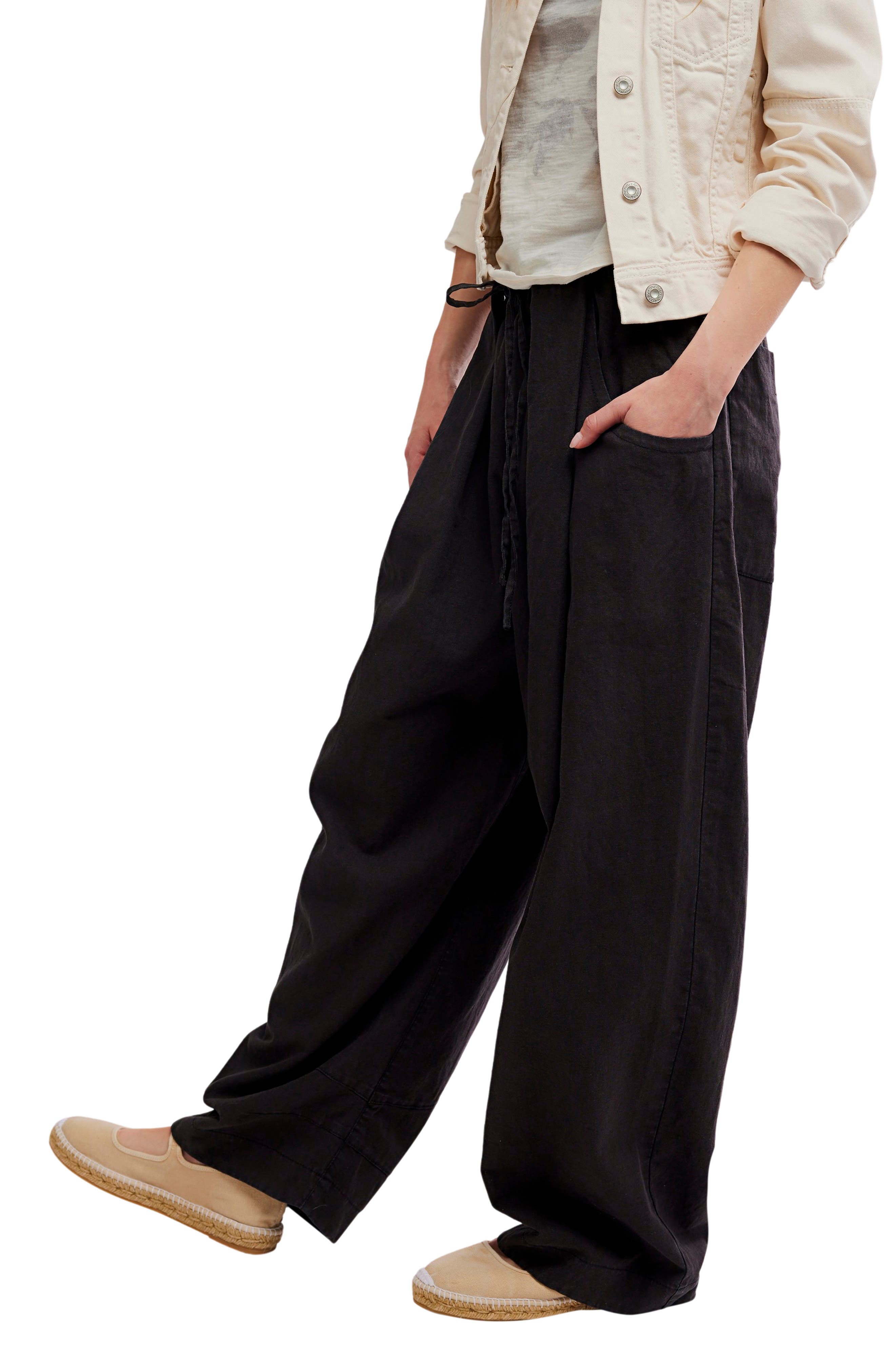 Free People Chambers Drawstring Linen & Cotton Pants (Women