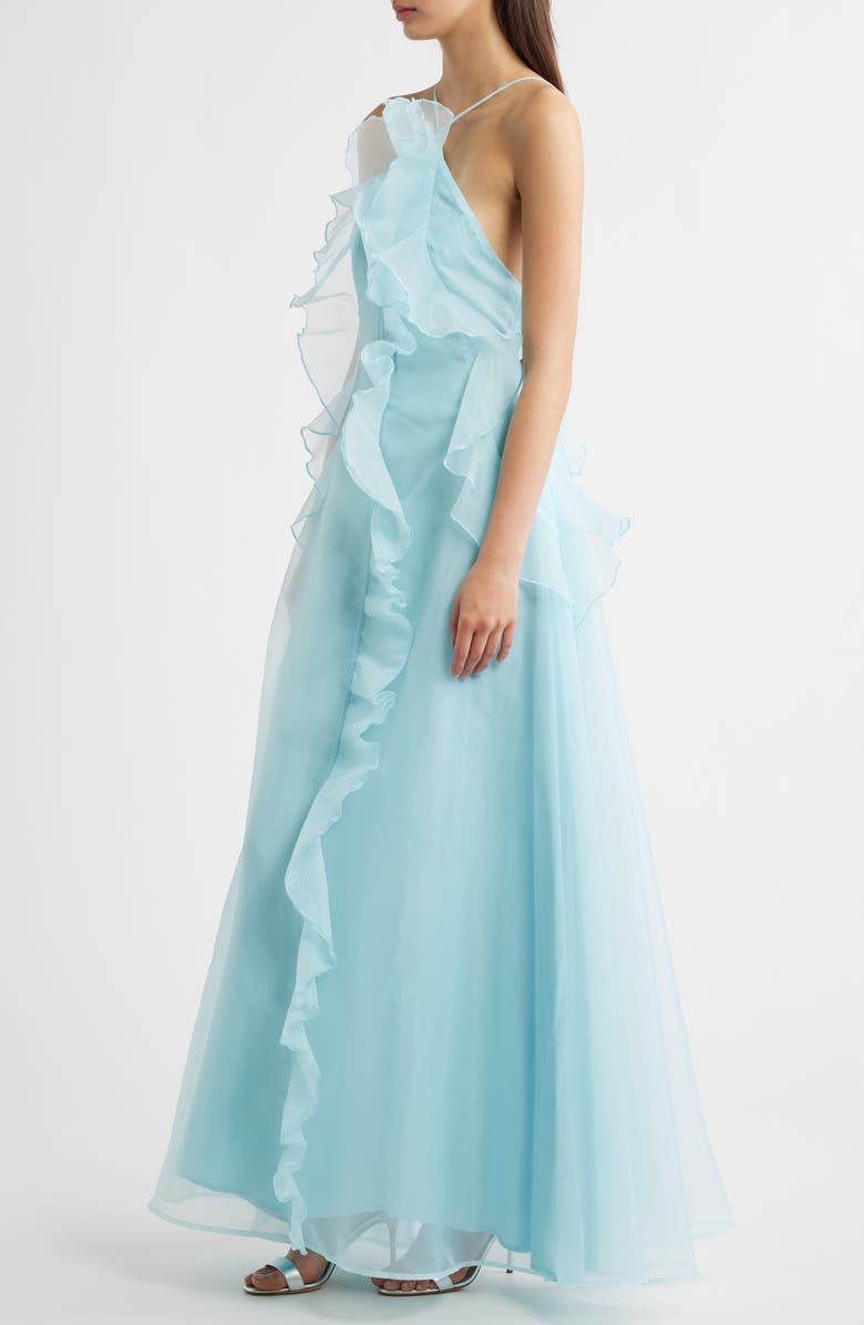 Sonya Moda Bela Ruffle Halter Dress, Alternate, color, Capri Blue