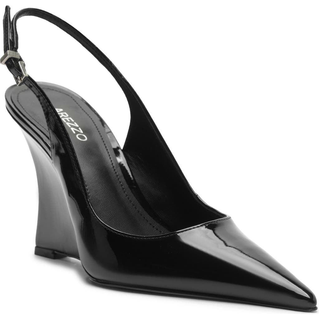 Arezzo Rowen Slingback Pointed Toe Wedge Pump In Black