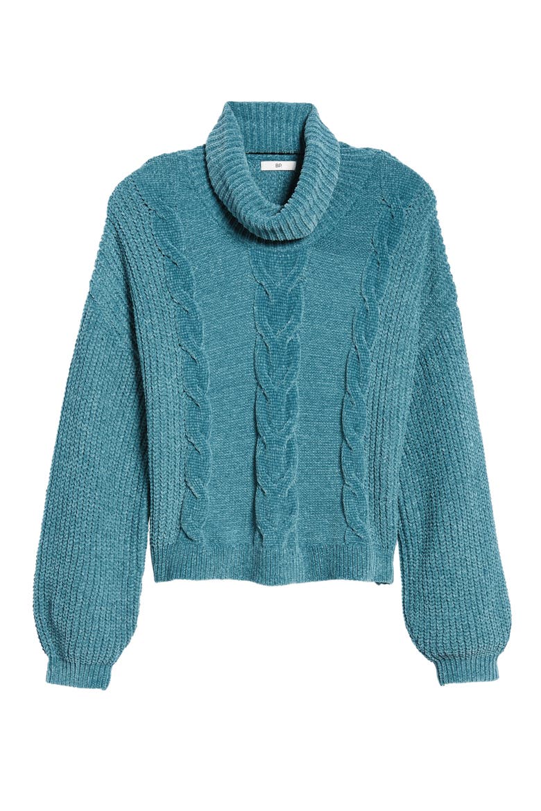 Cable Knit Chenille Sweater, Alternate, color, TEAL HYDRO