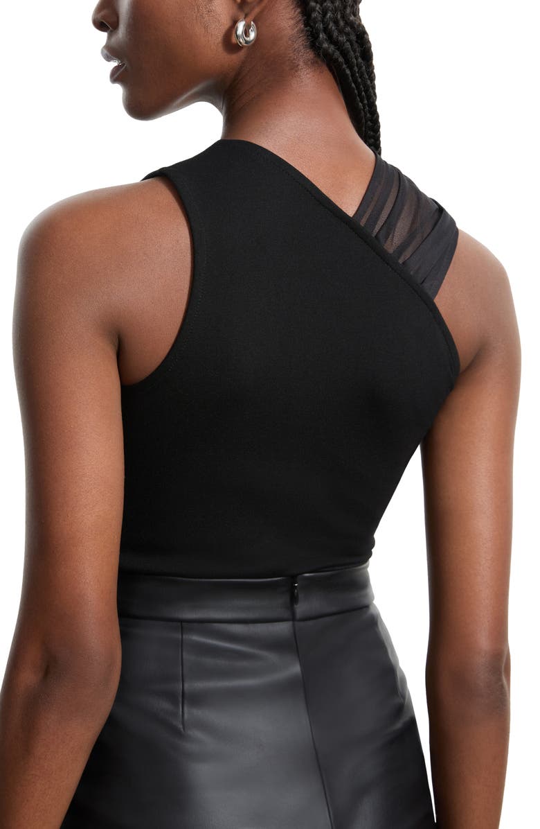 Marcella Ludlow Mesh & Ponte Top, Alternate, color, Black