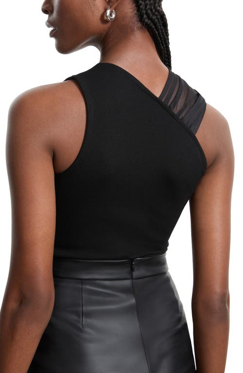 Marcella Ludlow Mesh & Ponte Top In Black