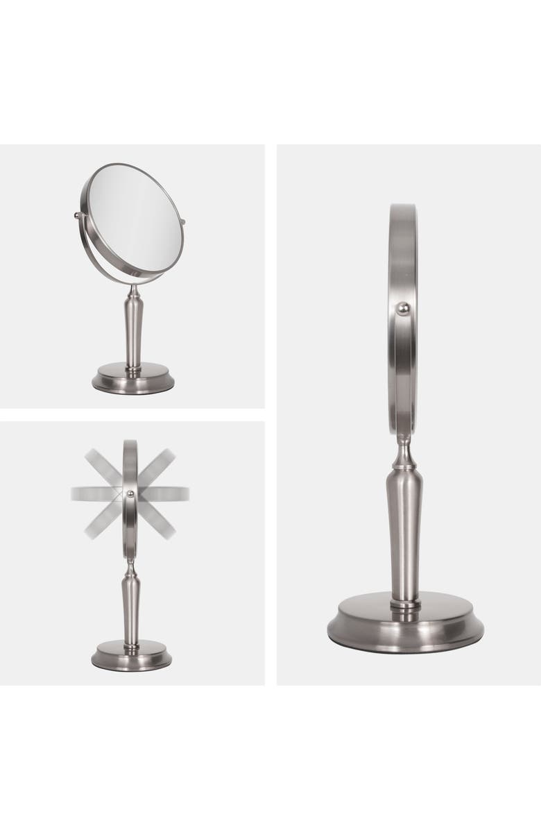 Zadro Anaheim Makeup Mirror with 5X/1X Magnification, Alternate, color, Satin Nickel