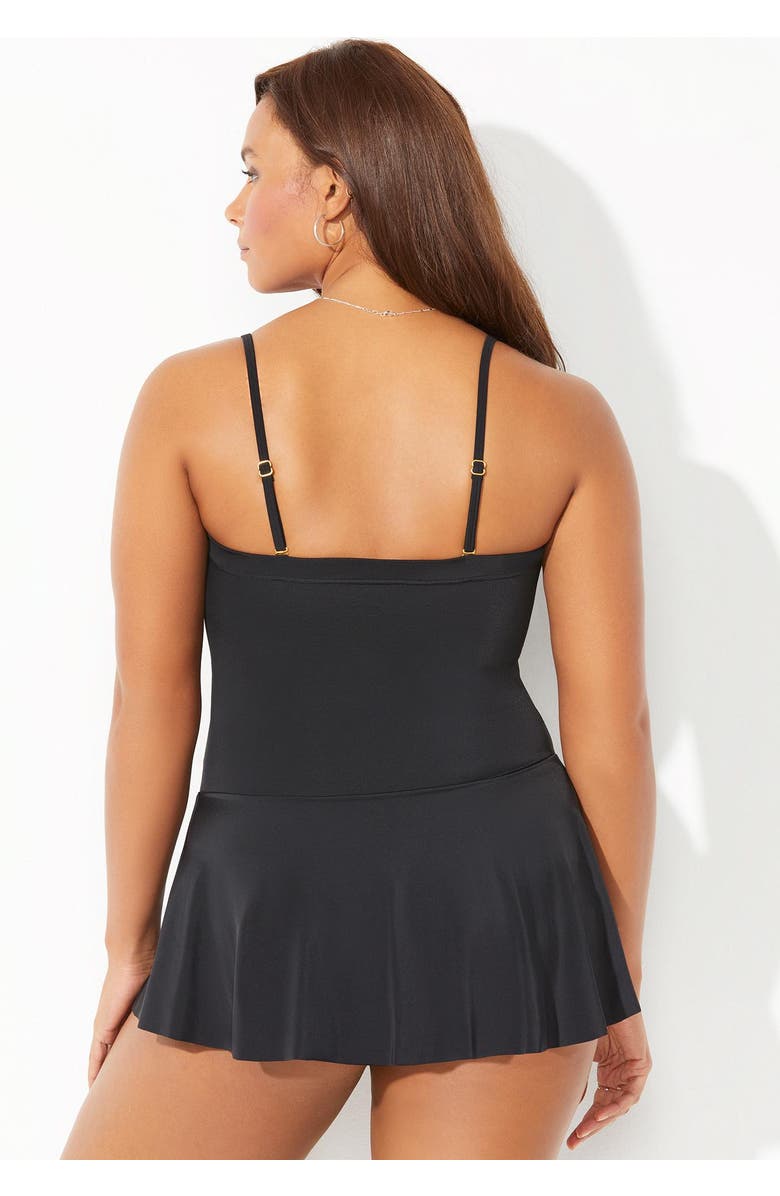 Swimsuits for All Ruched Skirted Bandeau Swimdress, Alternate, color, Black