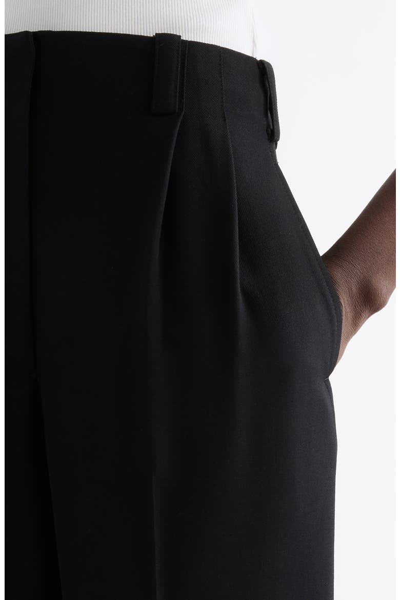 Double Pleat Low Waist Wool Grain de Poudre Pants, Alternate, color, BLACK