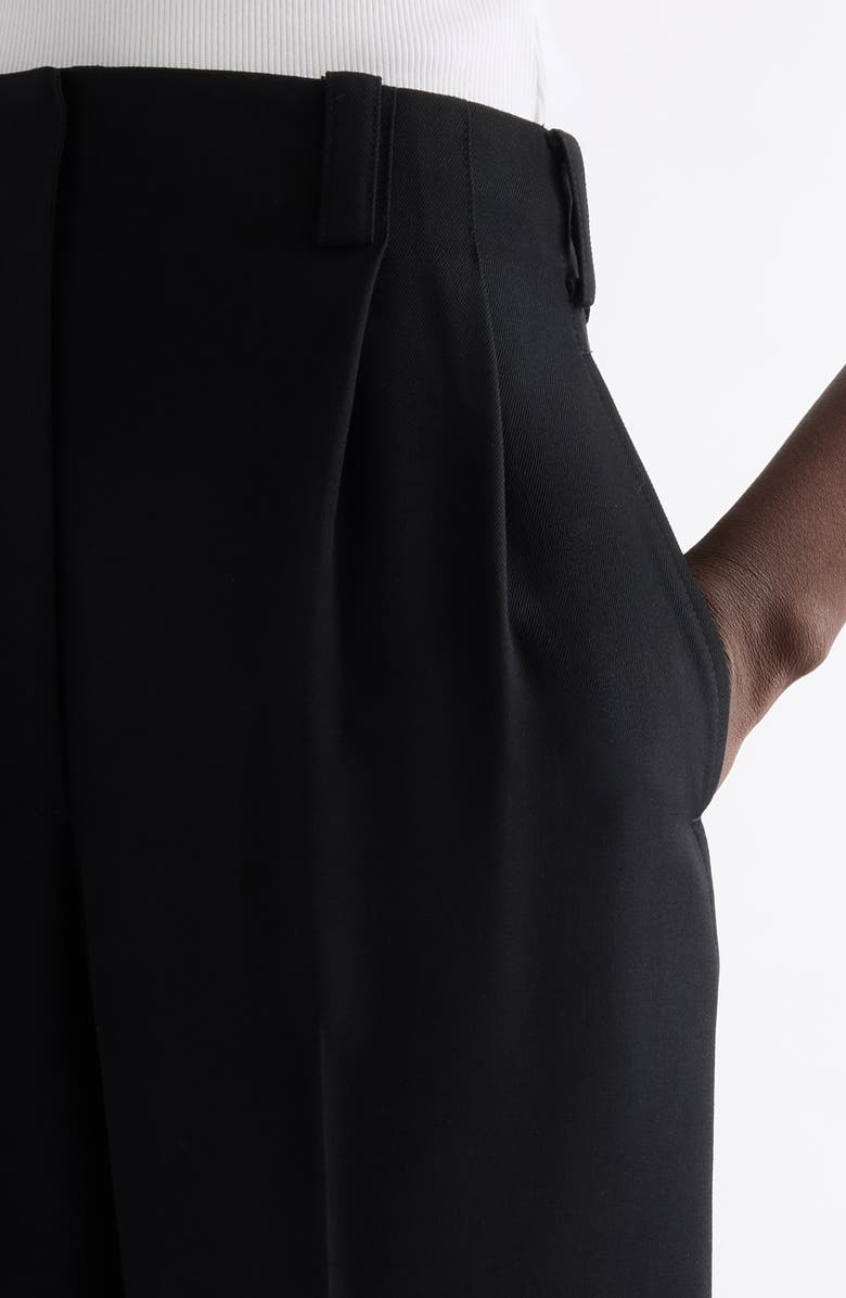 Givenchy Double Pleat Low Waist Wool Grain de Poudre Pants, Alternate, color, Black