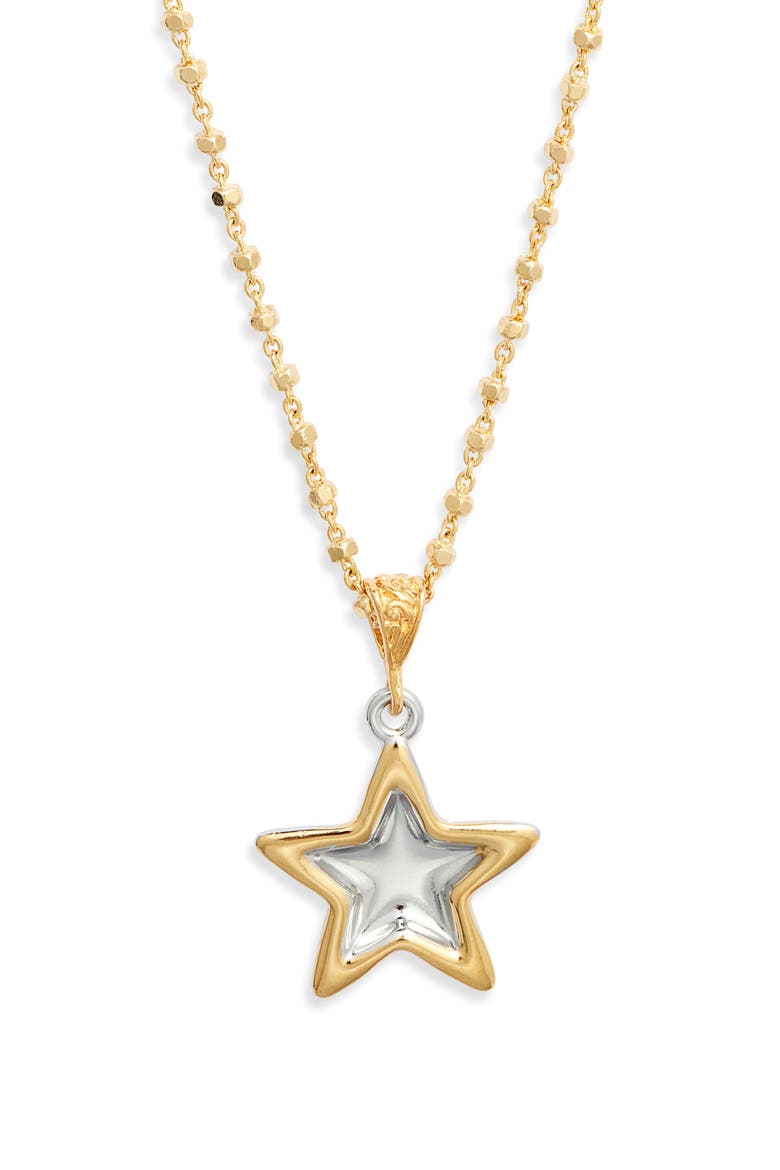 Duotone Star Pendant Necklace, Main, color, GOLD
