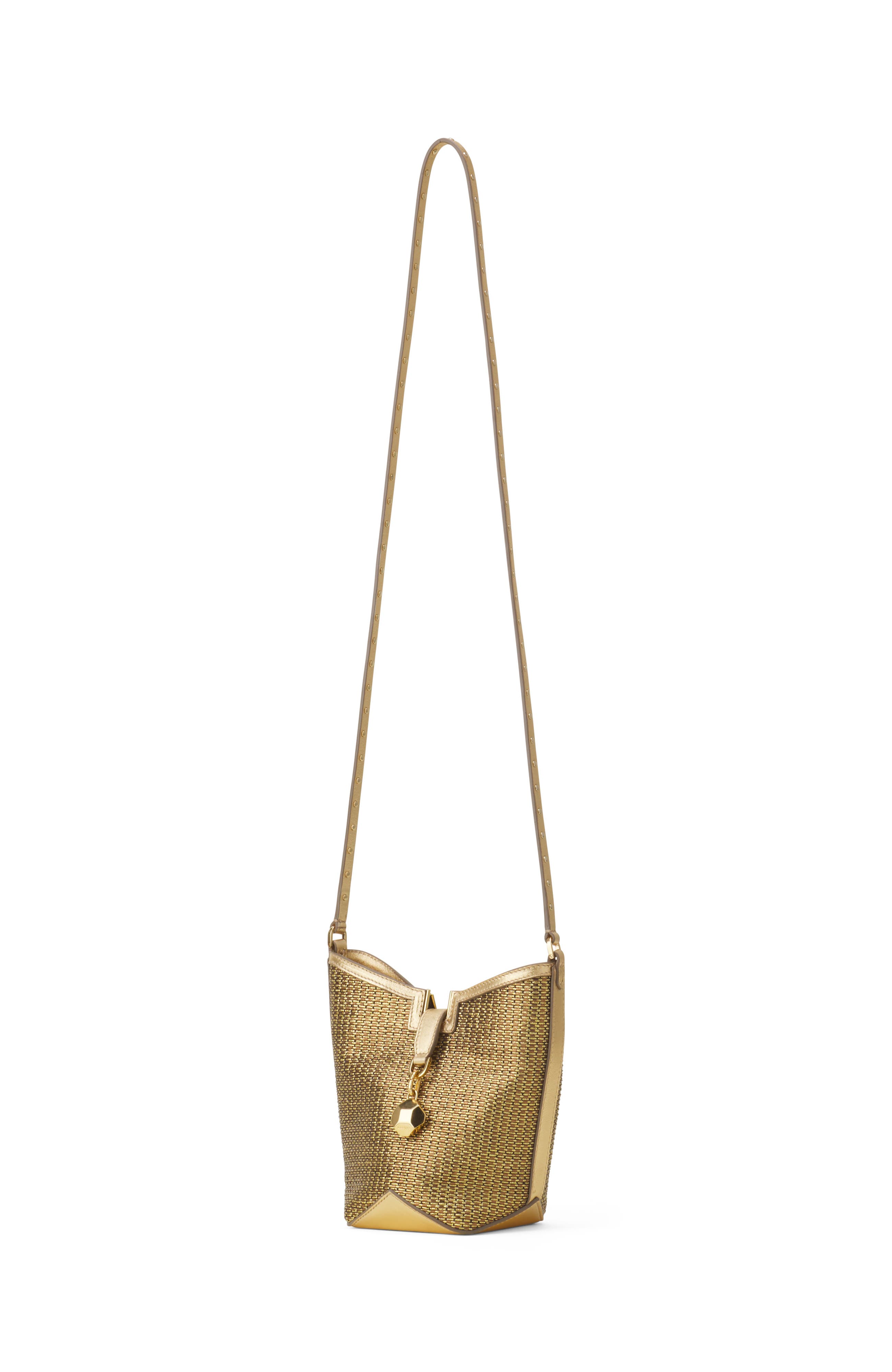 Lanvin Catch By Lanvin Bucket Bag In Raffia, Alternate, color, Gold/Black