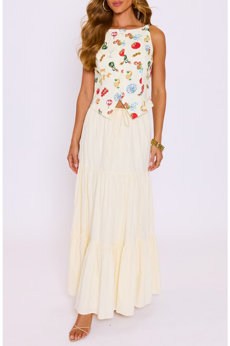 Lily Tiered Maxi Skirt, Alternate, color, BUTTER