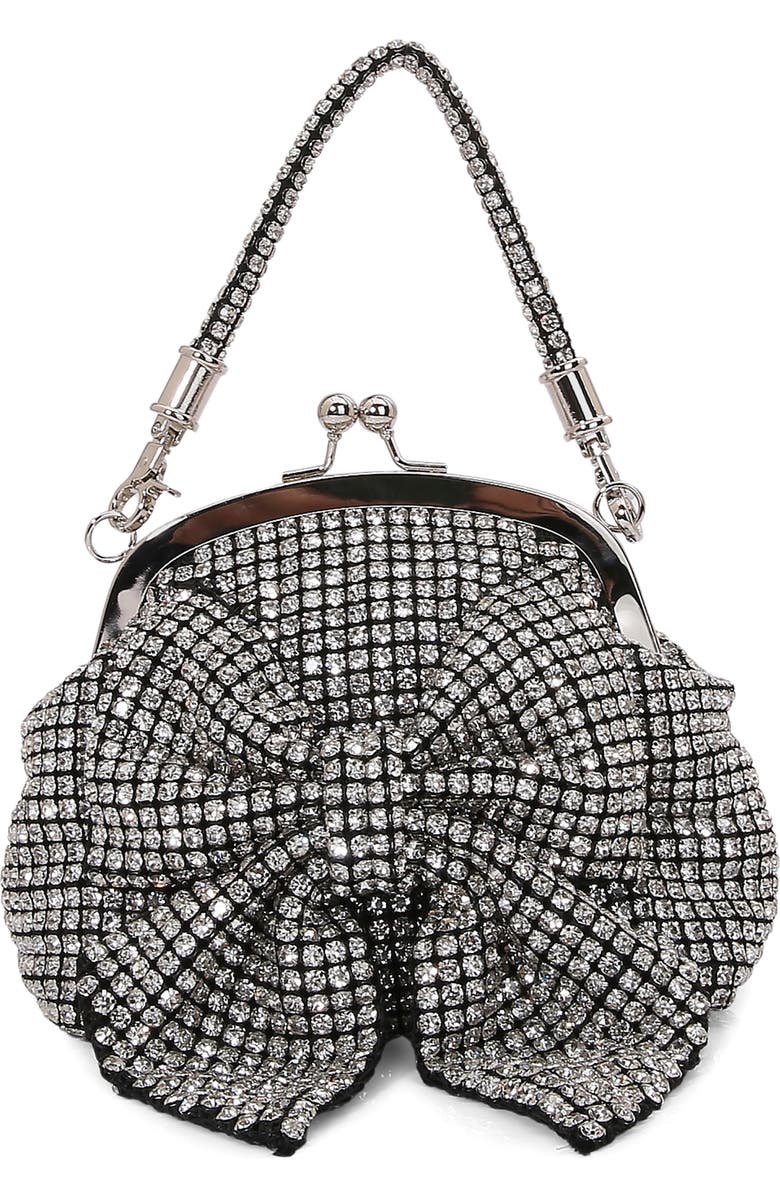 BERNESS Rhinestone Embellished Bow Handbag, Main, color, Black