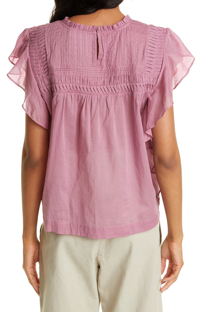 Isabel Marant Étoile Layona Ruffle Sleeve Top, Alternate, color,