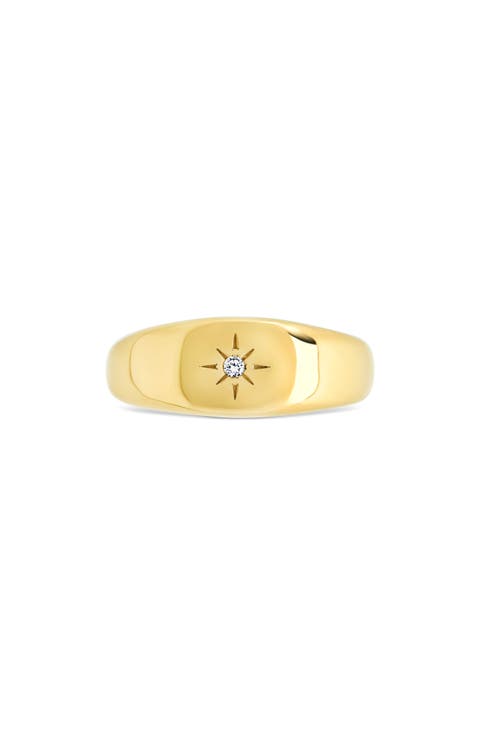 CZ Burst Signet Ring