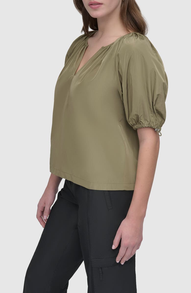 DKNY Drawcord Puff Sleeve Top, Alternate, color, 