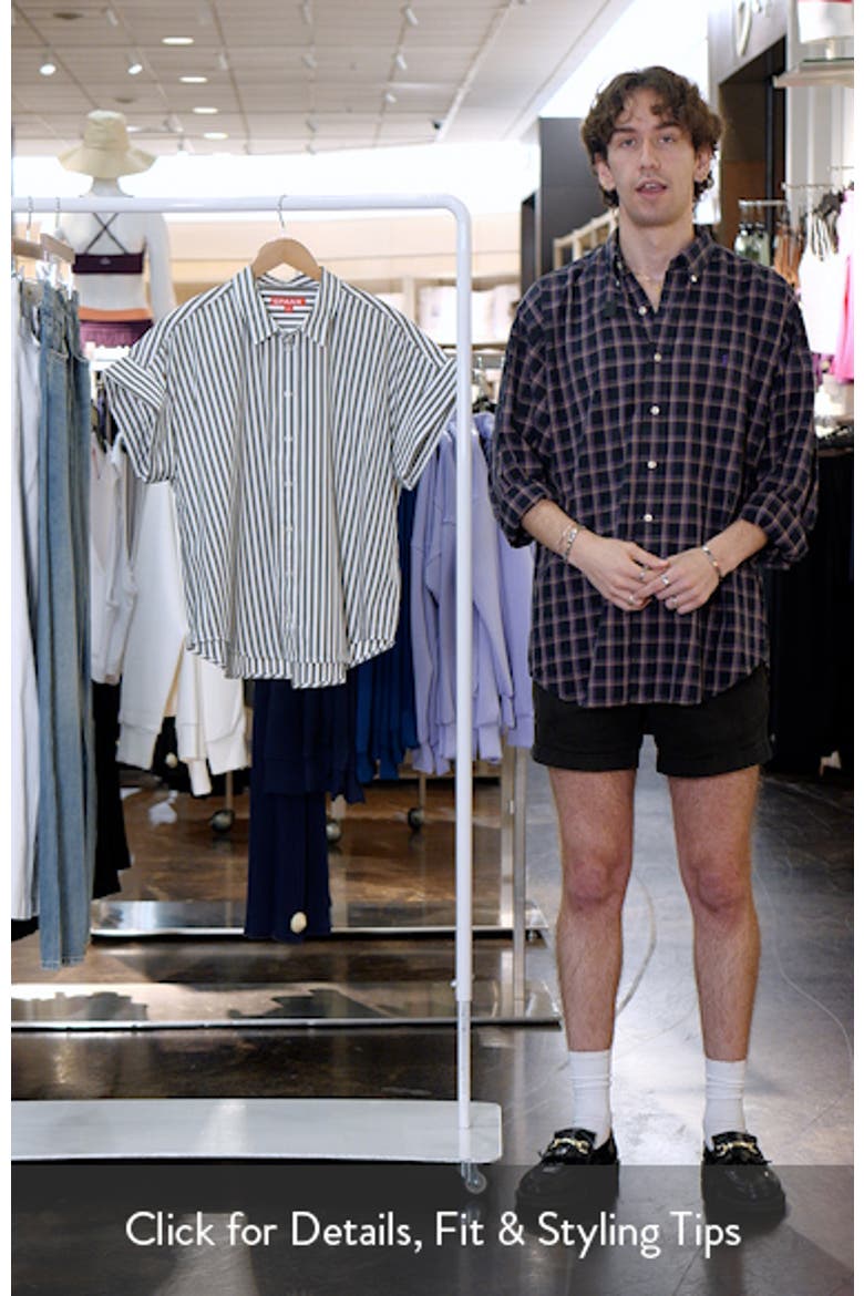 Oversize Stripe Short Sleeve Button-Up Shirt video