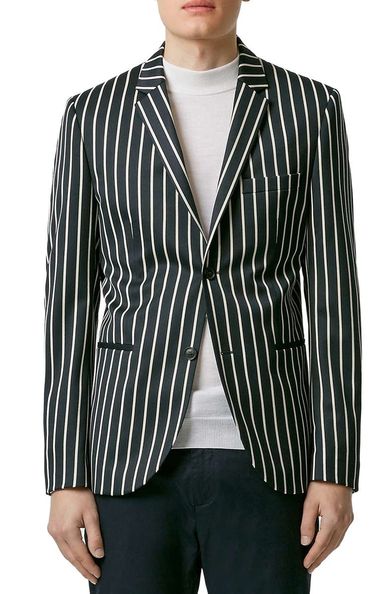 Topman Skinny Fit Stripe Blazer, Main, color,