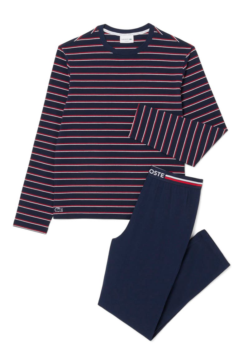 Cotton Pajamas, Alternate, color, NAVY BLUE/ RED-WHITE