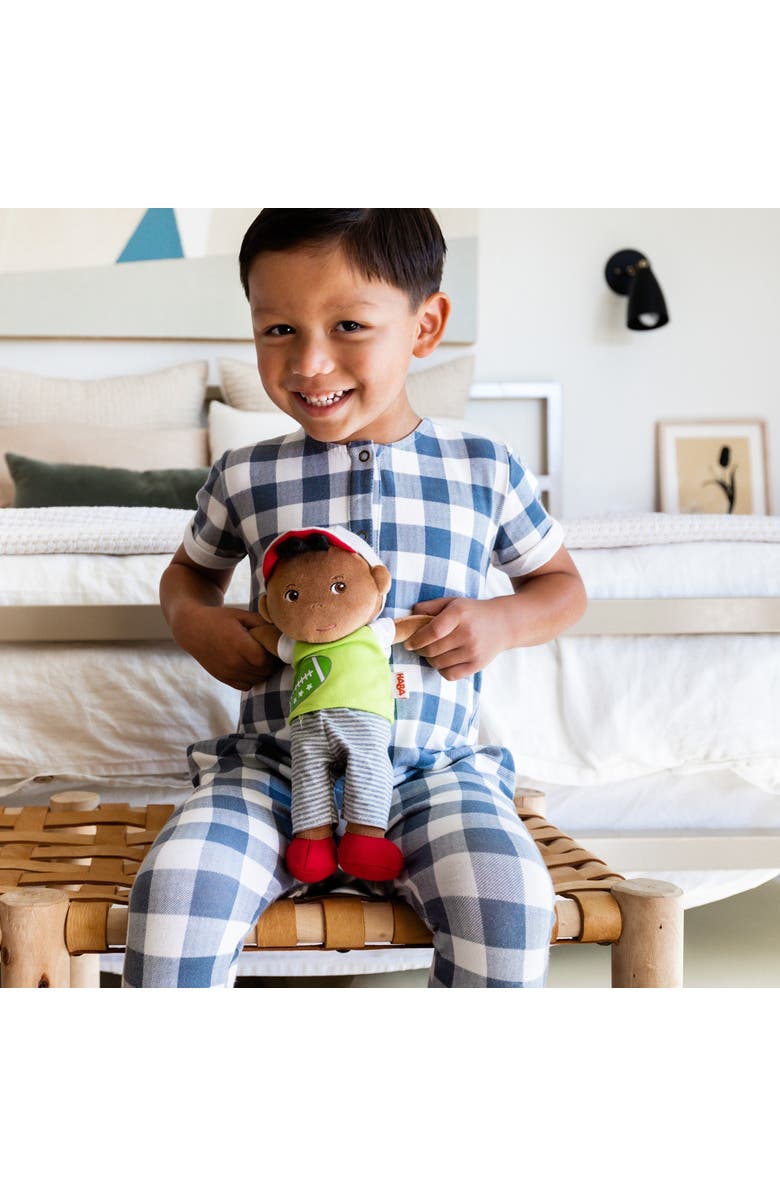 HABA Soft Doll Mason - 11.5" Plush Baby Boy Toy with Black Hair for Ages 6 Months and Up, First Doll Gift for Kids, Machine Washable, Alternate, color, Multi