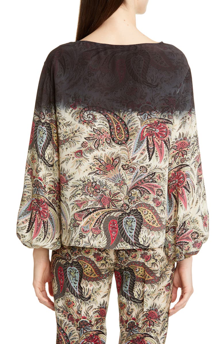 Etro Dégradé Paisley Print Silk Blouse, Alternate, color, 