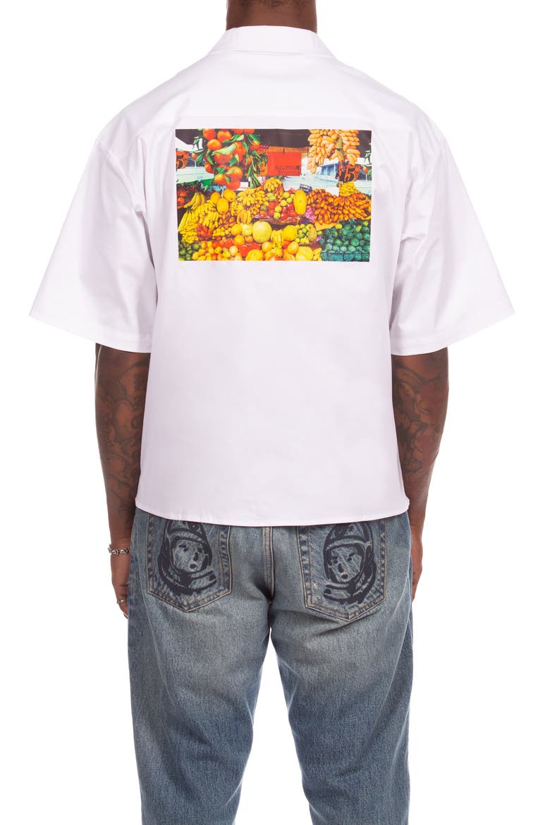 BB Aura Oversize Short Sleeve Cotton Button-Up Work Shirt, Alternate, color, WHITE