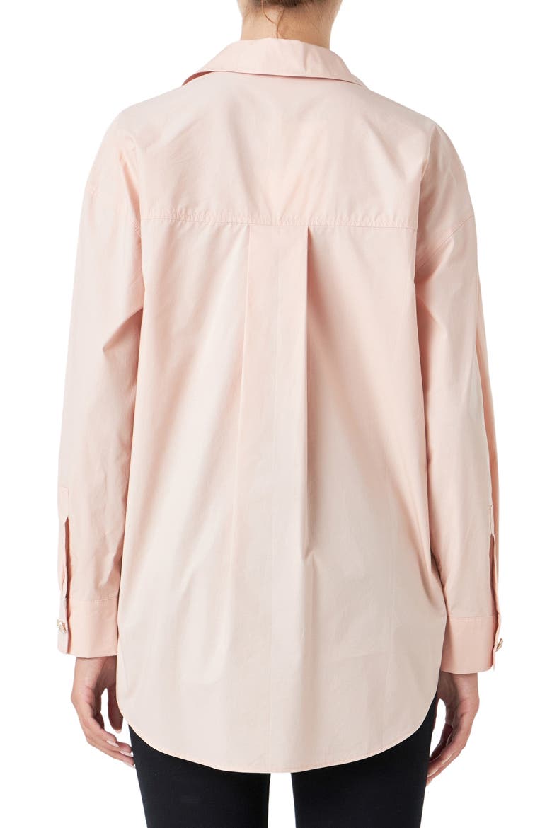 Embellished Oversize Cotton Shirt, Alternate, color, DUSTY PINK