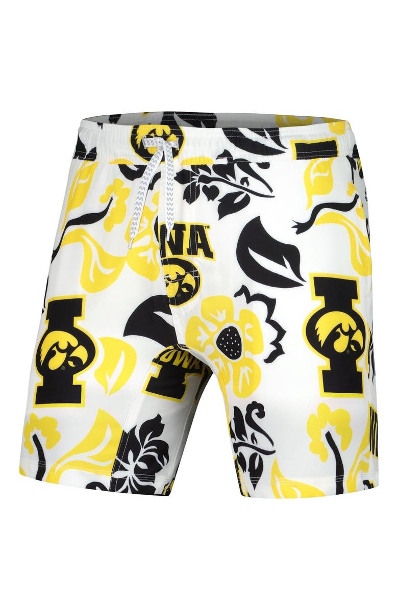 Wes & Willy Men's Wes & Willy  White Iowa Hawkeyes Vault Tech Swimming Trunks, Alternate, color, 