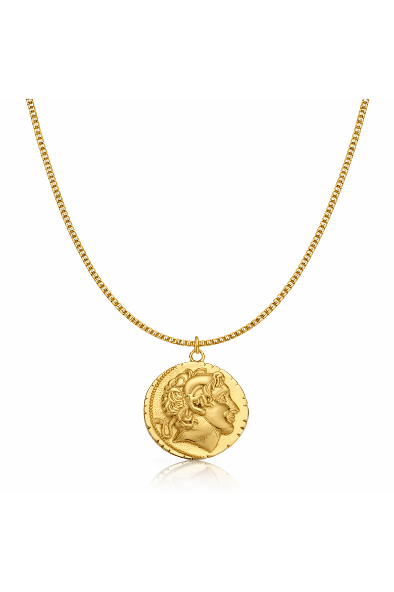 Medallion Coin Necklace, Main, color, Gold