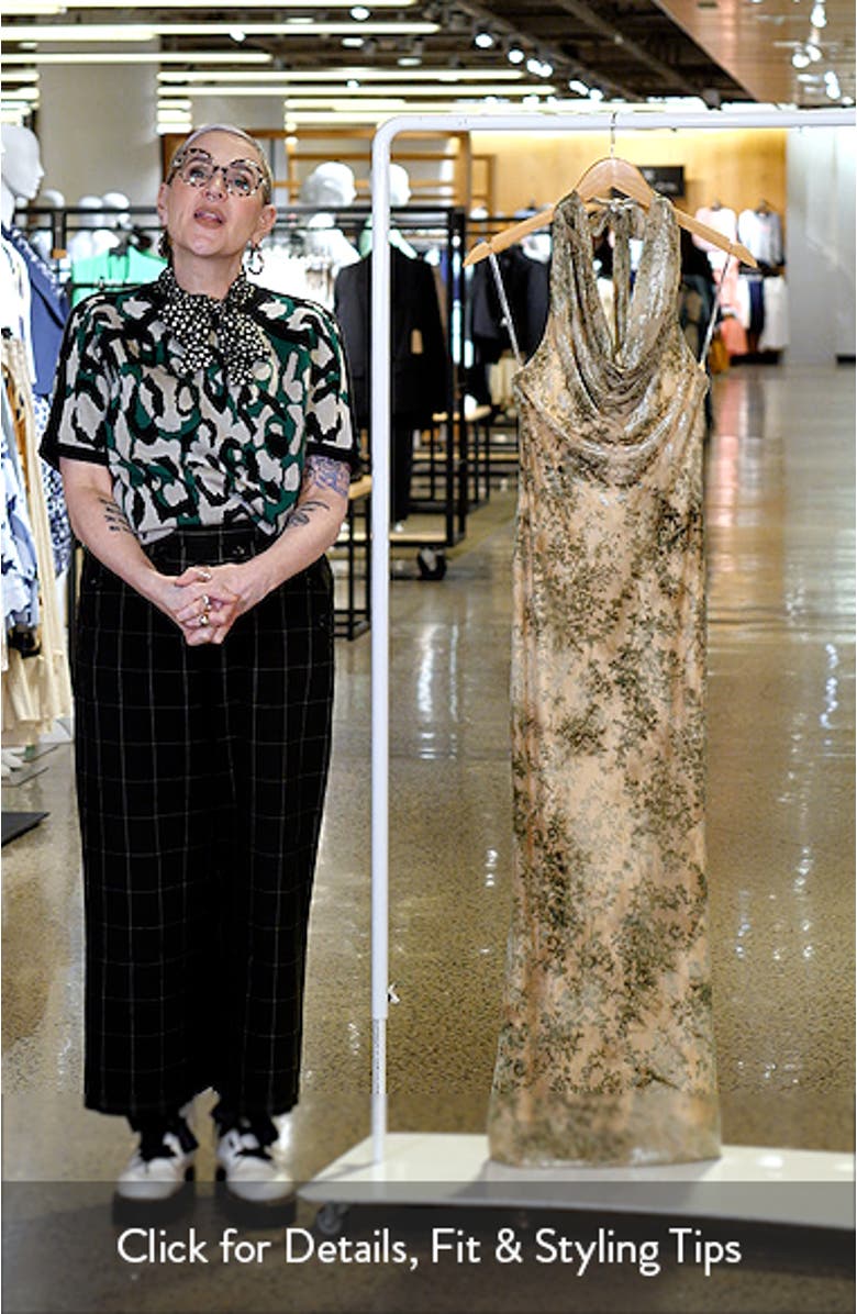 Burnout Cowl Neck Maxi Cocktail Dress, sales video thumbnail