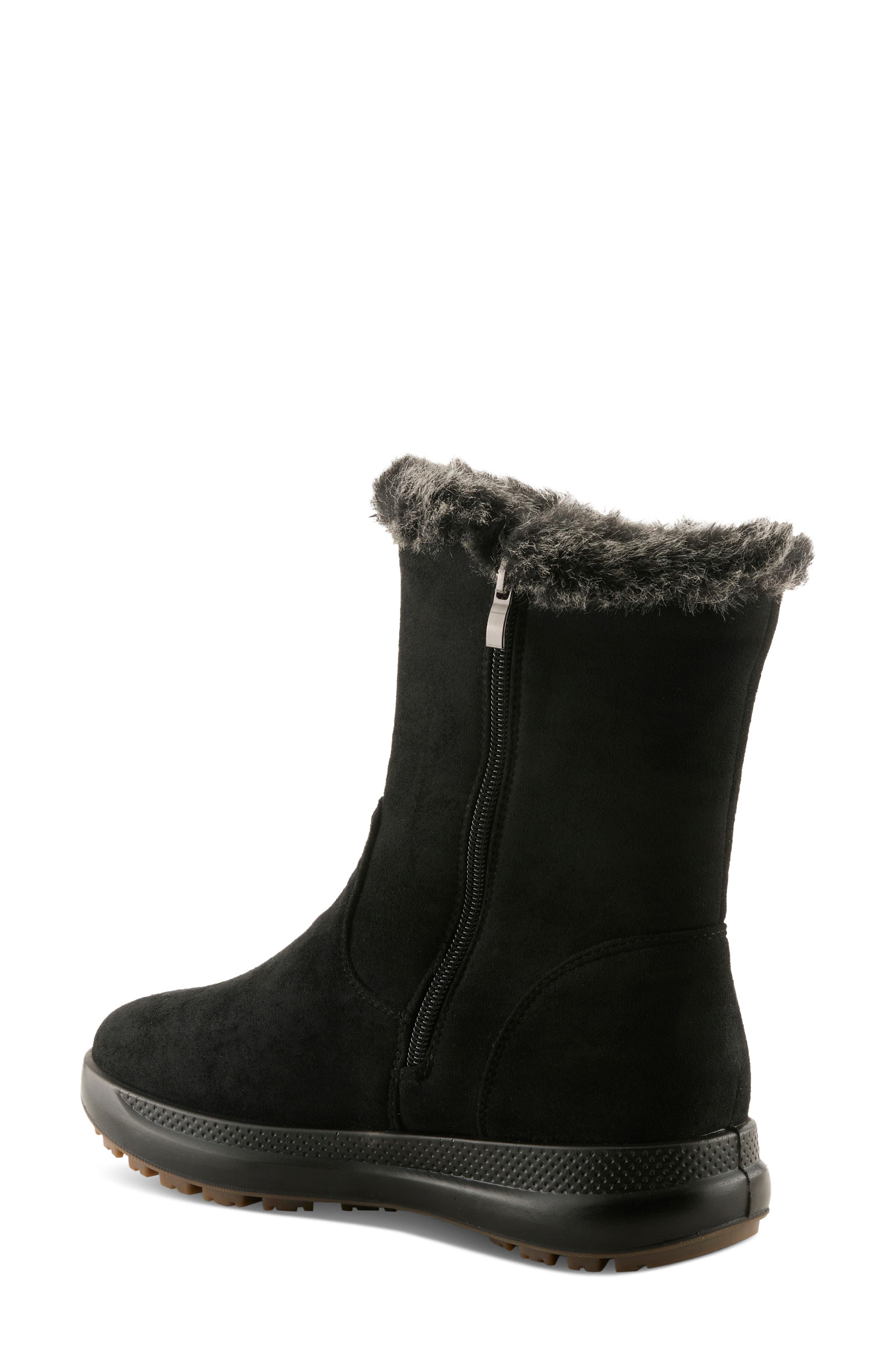 Galoshe Water Resistant Faux Fur Bootie, Alternate, color, BLACK