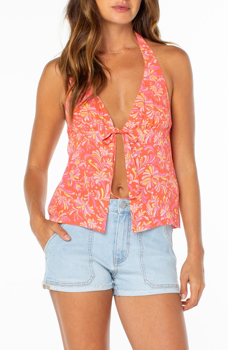 Roxy Fairweather Split Front Halter Top, Main, color, 