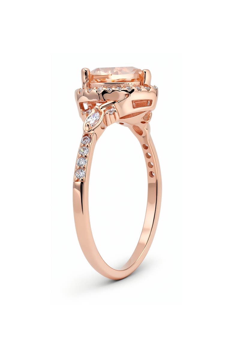 Heart Cut Simulated Morganite Halo Ring, Alternate, color, ROSE GOLD