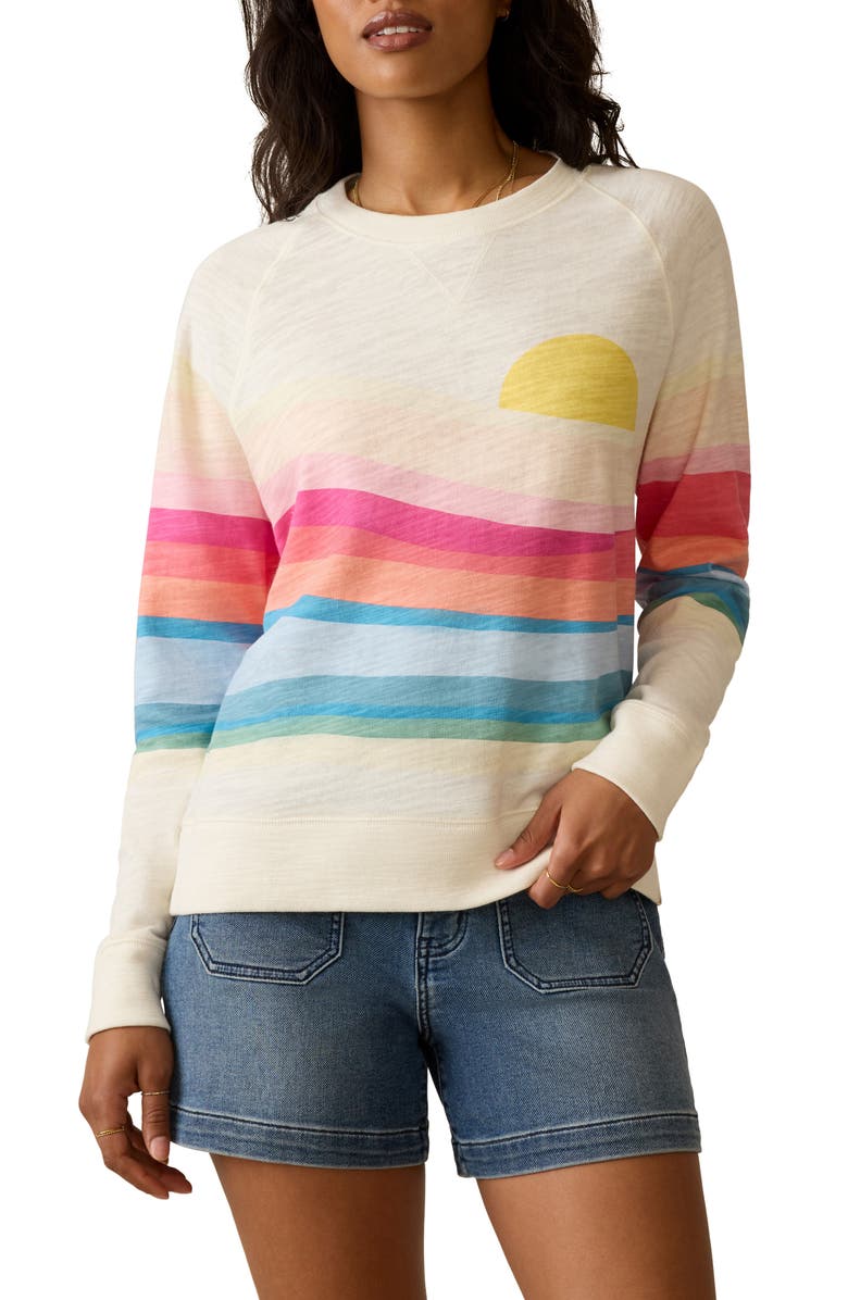 Faherty Print Slub Organic Cotton Sweatshirt, Main, color, Sun Spritz Soleil