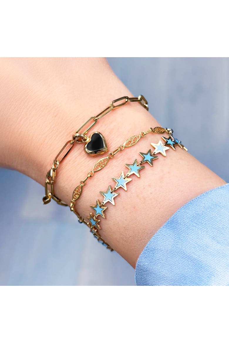 Onyx Heart Paperclip Bracelet, Alternate, color, Onyx
