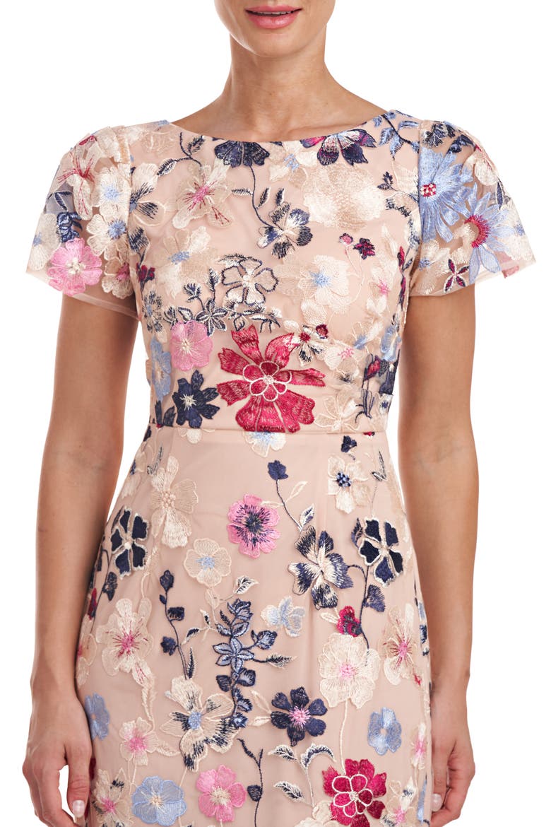 Magnolia Floral Embroidery Gown, Alternate, color, ROSE GOLD MULTI