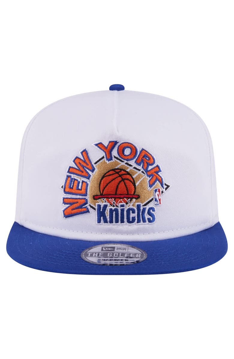 New Era Men's New Era White/Blue New York Knicks Hardwood Two-Tone Golfer Adjustable Hat, Alternate, color, White