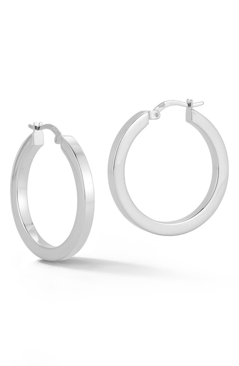 GLAZE JEWELRY Tube Hoop Earrings, Main, color, Silver