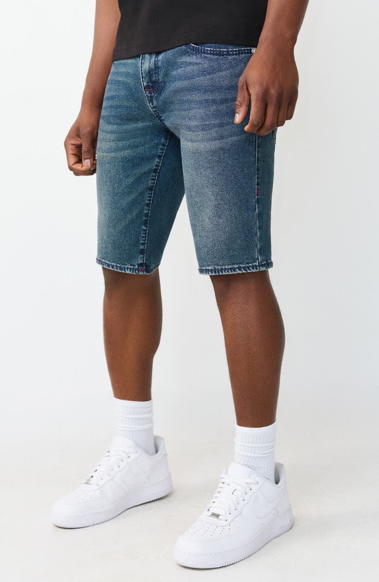 True Religion Rocco Big T Snap Flap Shorts, Alternate, color, Dark Thunderbolt Wash