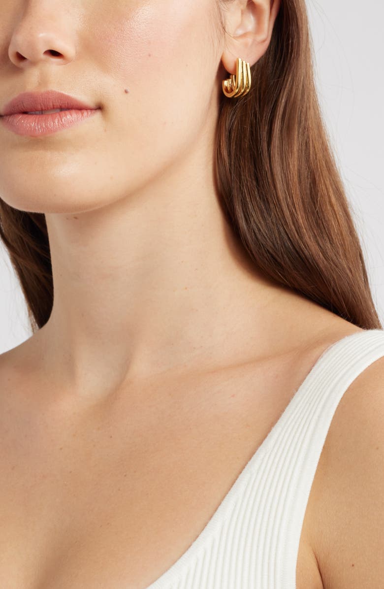 Nordstrom Demi Fine Ridged Triple Hoop Earrings, Alternate, color,