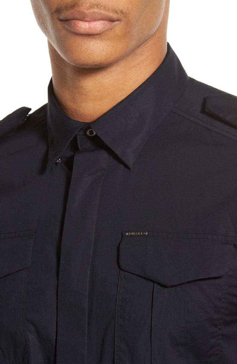 DIESEL<sup>®</sup> 'Haul' Extra Trim Fit Short Sleeve Military Shirt, Alternate, color, 
