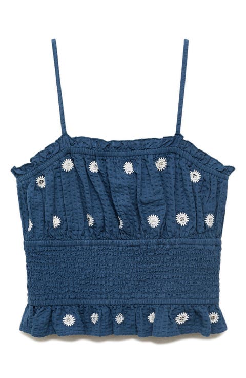 Beaded Embroidered Cotton Crop Camisole