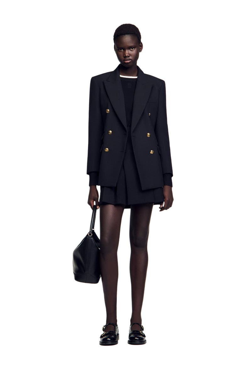 Double-breasted suit jacket, Alternate, color, Black