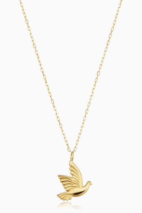 14K Yellow Gold Freedom Dove Necklace