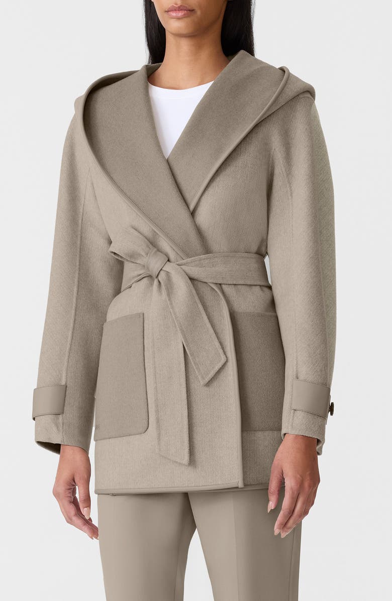 Mackage Paya Belted Herringbone Jacket, Main, color, Taupe Mix-Taupe