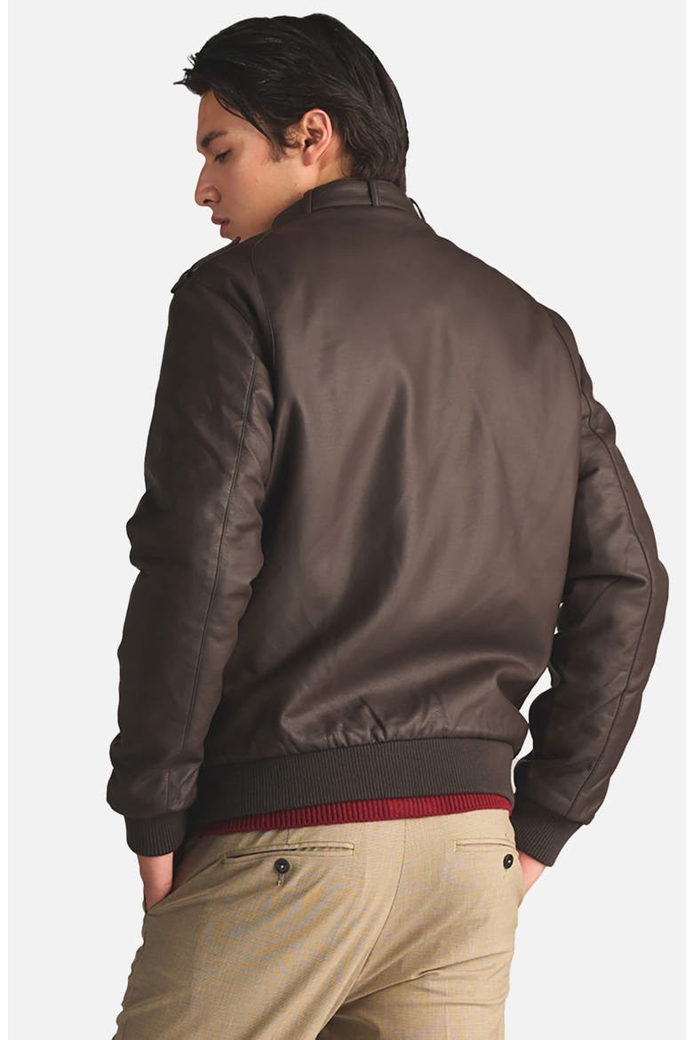 Men's Faux Leather Iconic Racer Jacket, Alternate, color, dark brown