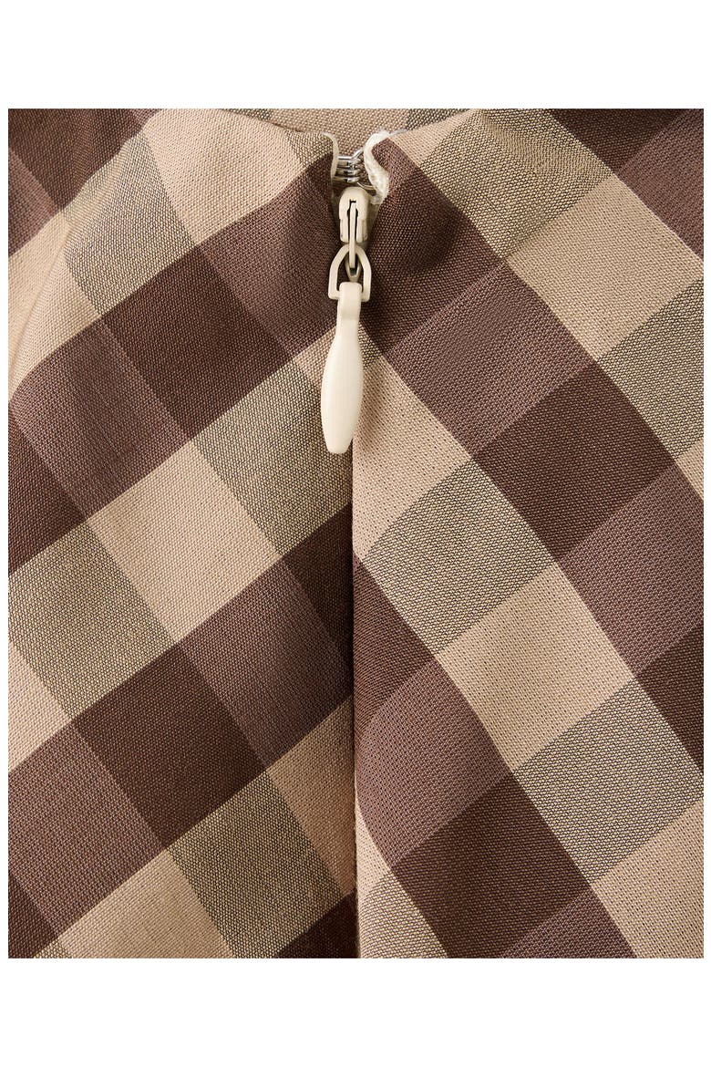 Gingham Midi Skirt, Alternate, color, CHOCOLATE
