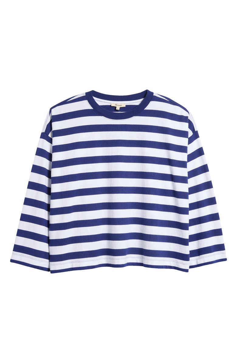 Madewell Stripe Oversize Long Sleeve Crewneck T-Shirt, Main, color, Bright Cobalt