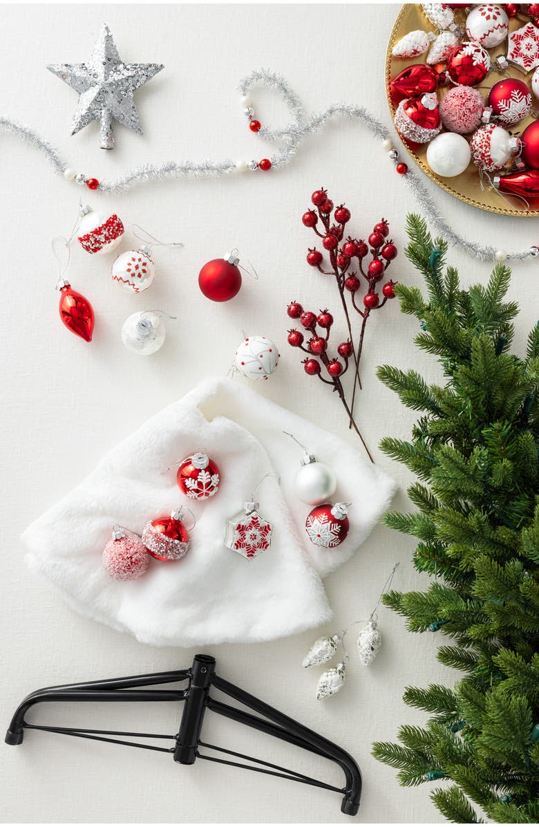 Balsam Hill 3-Foot Nordic Frost Decorated Tree, Alternate, color, Red