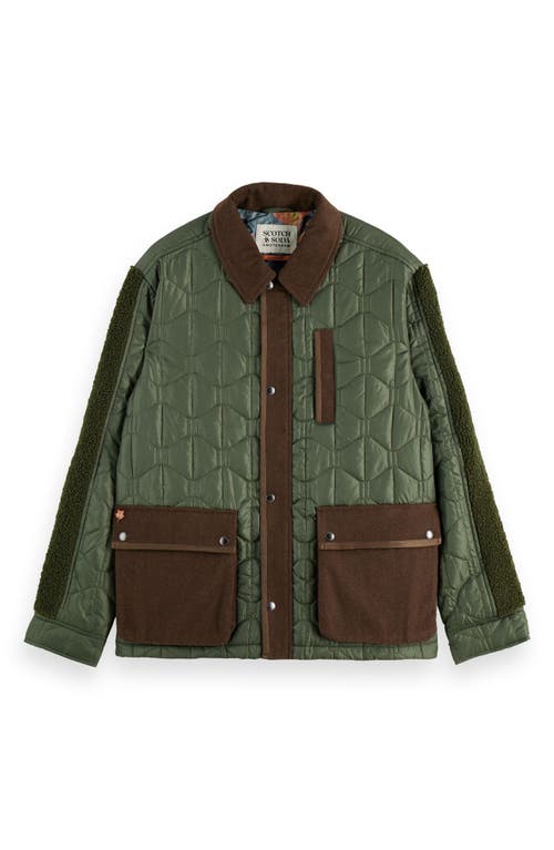 Scotch & Soda Quilted Water Repellent Military Jacket In Green