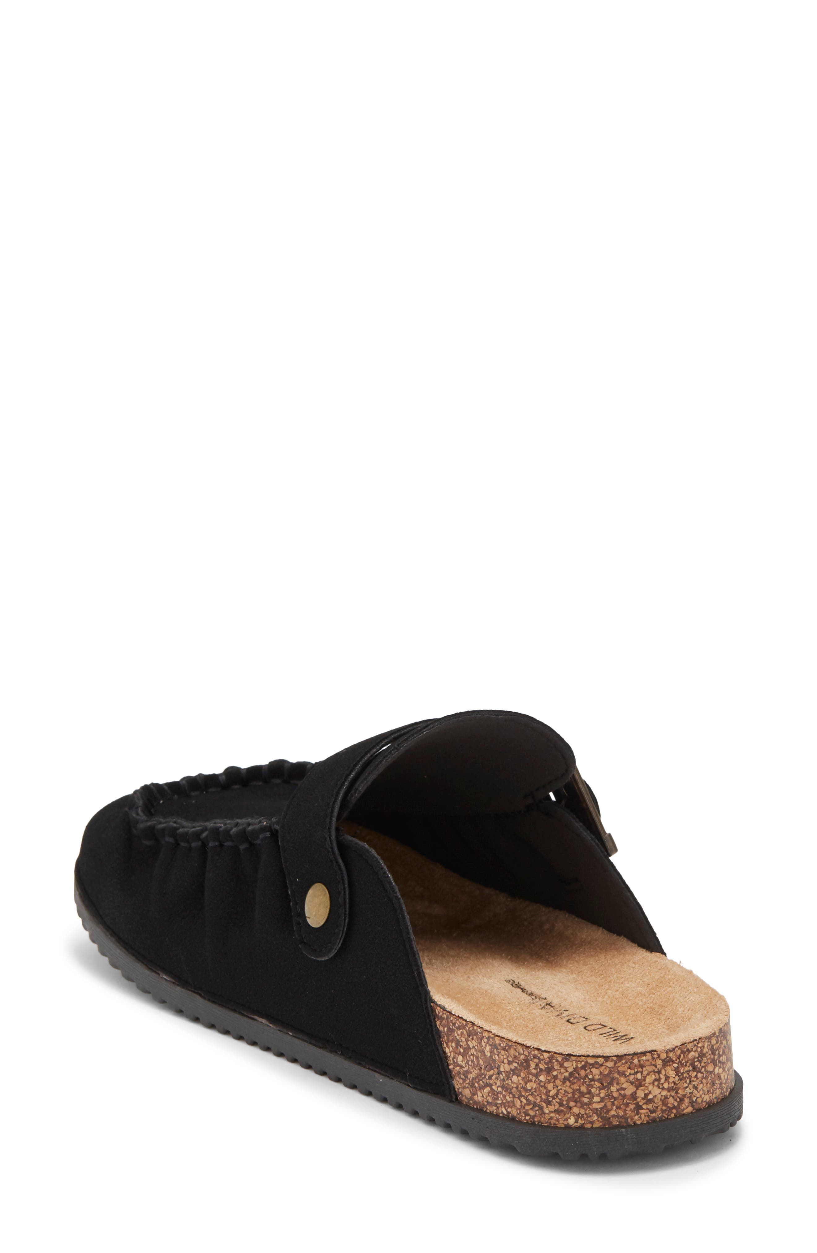Matcha Faux Leather Flat Mule, Alternate, color, BLACK