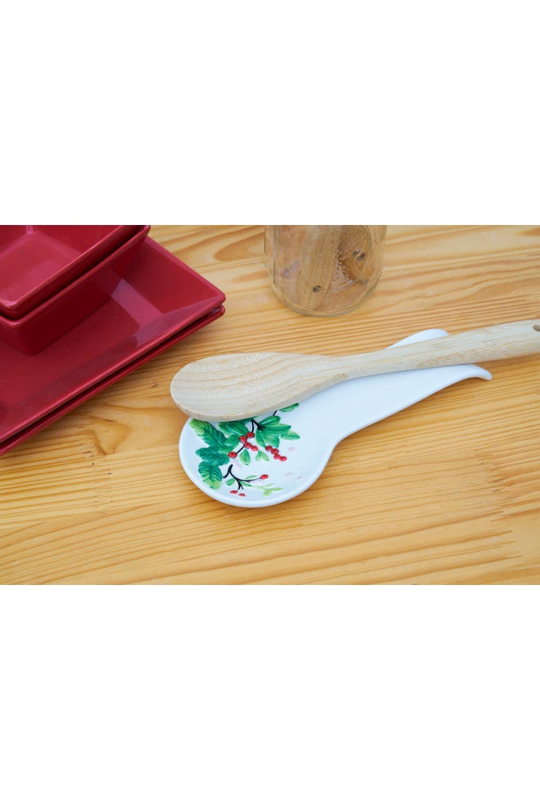 Berries Handpainted Spoon Rest, Alternate, color, Green