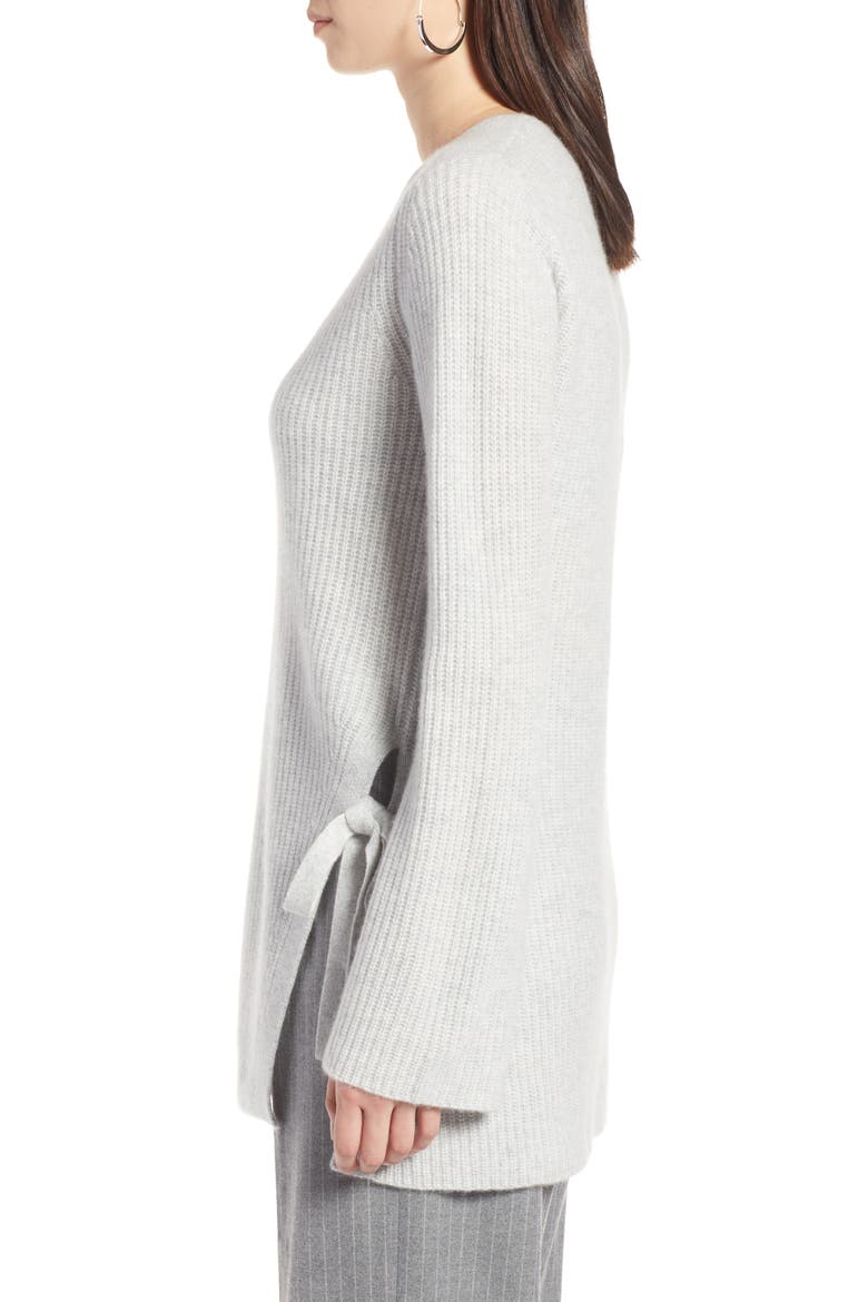 Side Tie Cashmere Sweater, Alternate, color, GREY LIGHT HEATHER